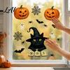 Seasonal Party Favors Cute Black Cat Halloween Window Clings Pumpkin Ghost Bat Spider Easy Apply Clings Decals Non-Adhesive Glass Stickers for Door