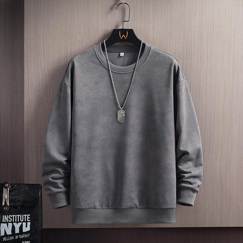 Men's Washed Effect Crew Neck Sweatshirt - Casual Loose Fit Pullover