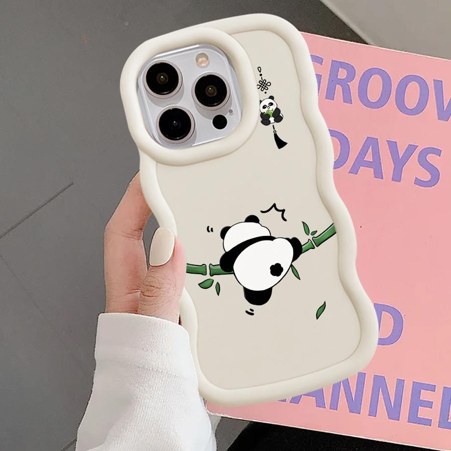 Case for iPhone XR 12 13 16 Pro Max 11 17 Air 15 Plus 14 8 Soft Phone Cover Cartoon Cute Panda