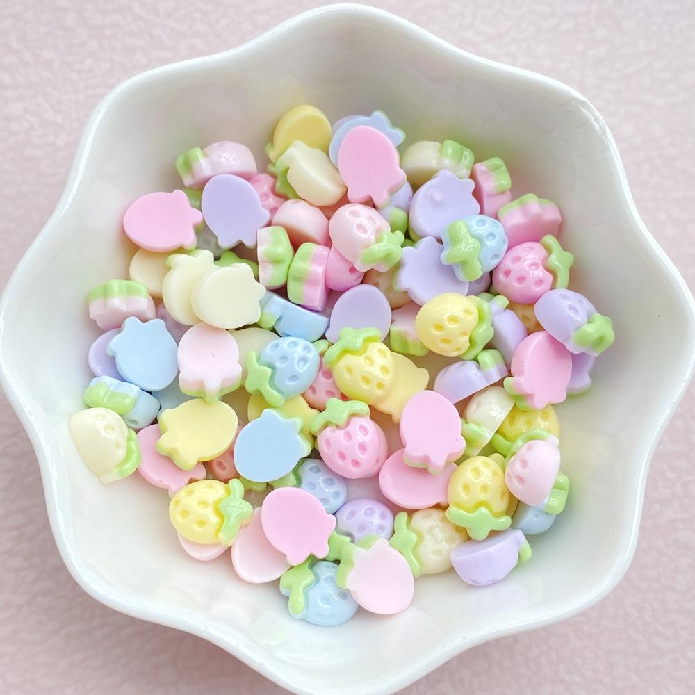 30Pcs New Cute Resin Small Strawberry Flat Back Ornament Jewelry Making Manicure Hairwear Accessories