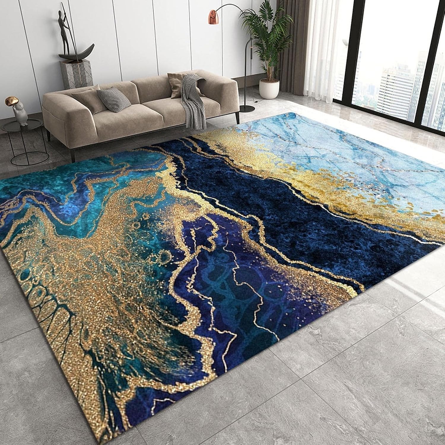 1 szt. Dywan Nordic Light Luxury Art Dywan do salonu Domowe biuro Sklep Dekoracyjna mata podłogowa Antypoślizgowy dywanik obszarowy do sypialni 80x120cm 32x47inch