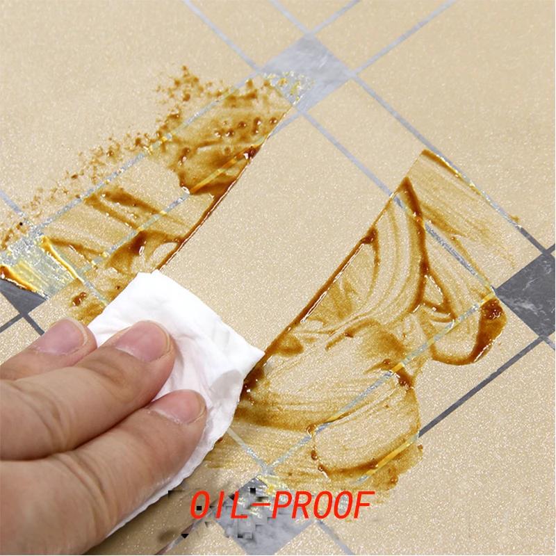 PVC Kitchen Oil-Proof Stickers Gold Waterproof Self-Adhesive Wallpaper Table Countertop High Temperature Cabinet Renovation Film