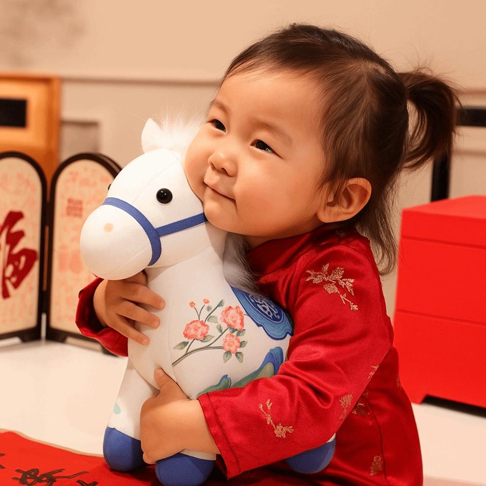 PP Cotton Zodiac Pony Figurine Soft Plush Horse Doll Pendant Cartoon Steed Doll  Festive Decor