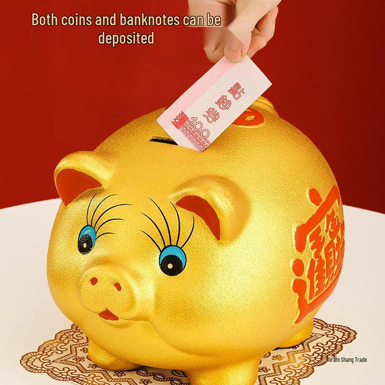Large Capacity Golden Pig Piggy Bank 2025 Model for Kids