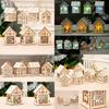 Elegant Led Light Wood House Ornament For Christmas Tree Hanging Decor