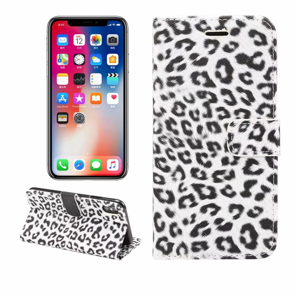 Applicable to iphone7/8plus leopard print leather case xsmax flip wallet storage card mobile phone case