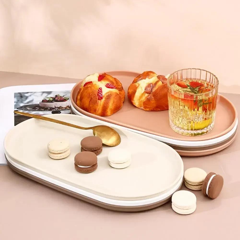 Rand Tablett Kostenlos für Dessert Serviertablett Teller Stapelbar Lebensmittel Küche Obst Essen Ovaler Teller Knochen Teller Schüssel Snack Glatt Wiederverwendbar