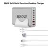 580W Gan-Ladegerät 8-Port USB Typ C Desktop-Ladestation Telefon Schnellladung Für iPhone 16 15 iPad Macbook Laptop Tablet Samsung