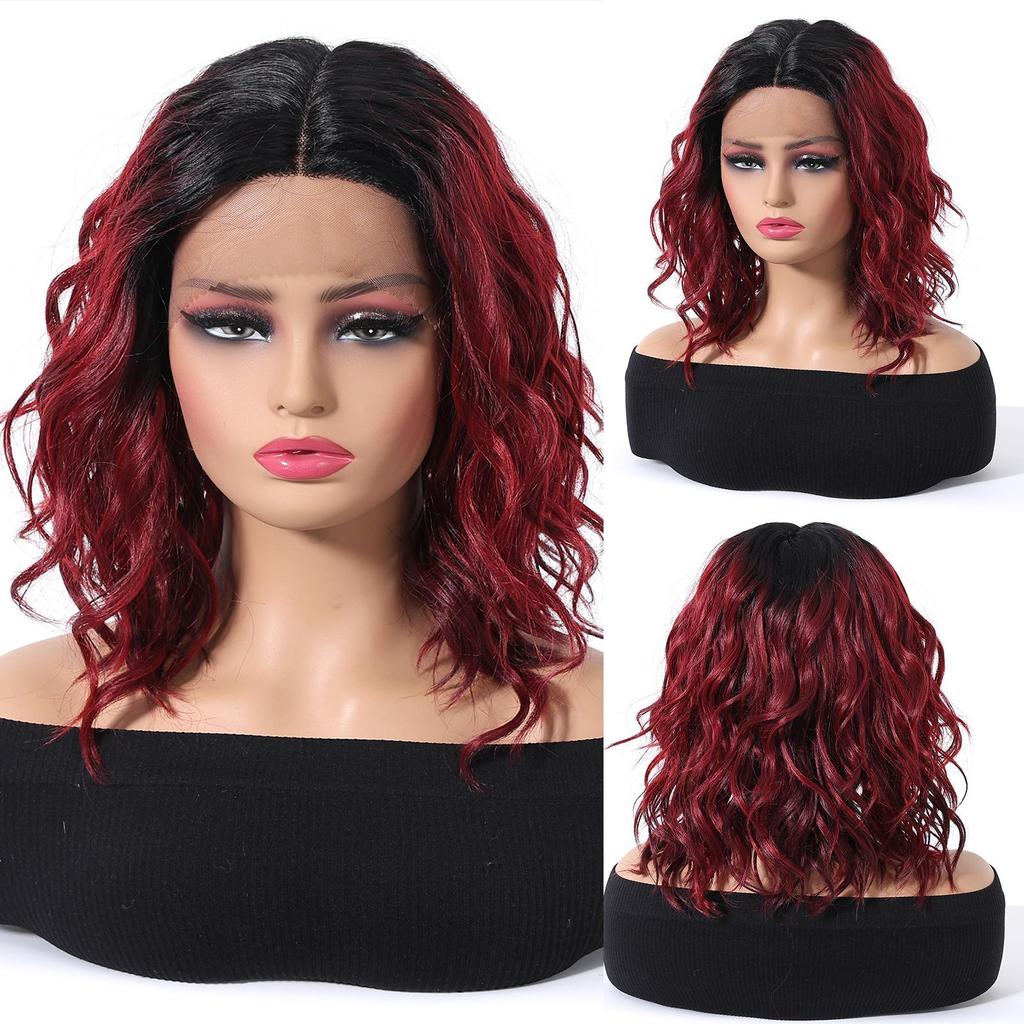 ALAN EATON Long Red Lace Front Wig Synthetic Wavy Curly Wigs for Black White Women Natural High Density Heat Resistant