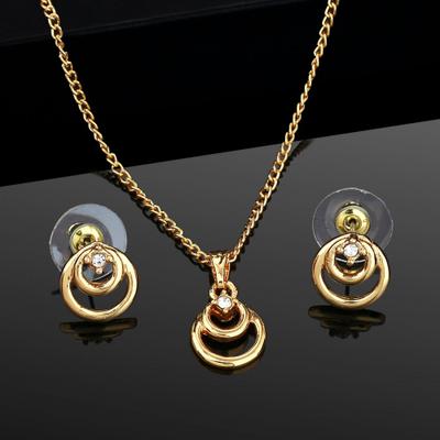 24k Gold Plated Spiral Pendant Set with Rhinestones for Women/Girls