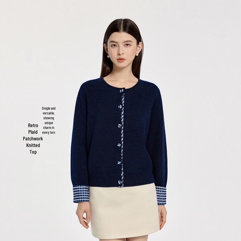 

FivePlus Women s Knitted Cardigan with Striped Cuffs One Size