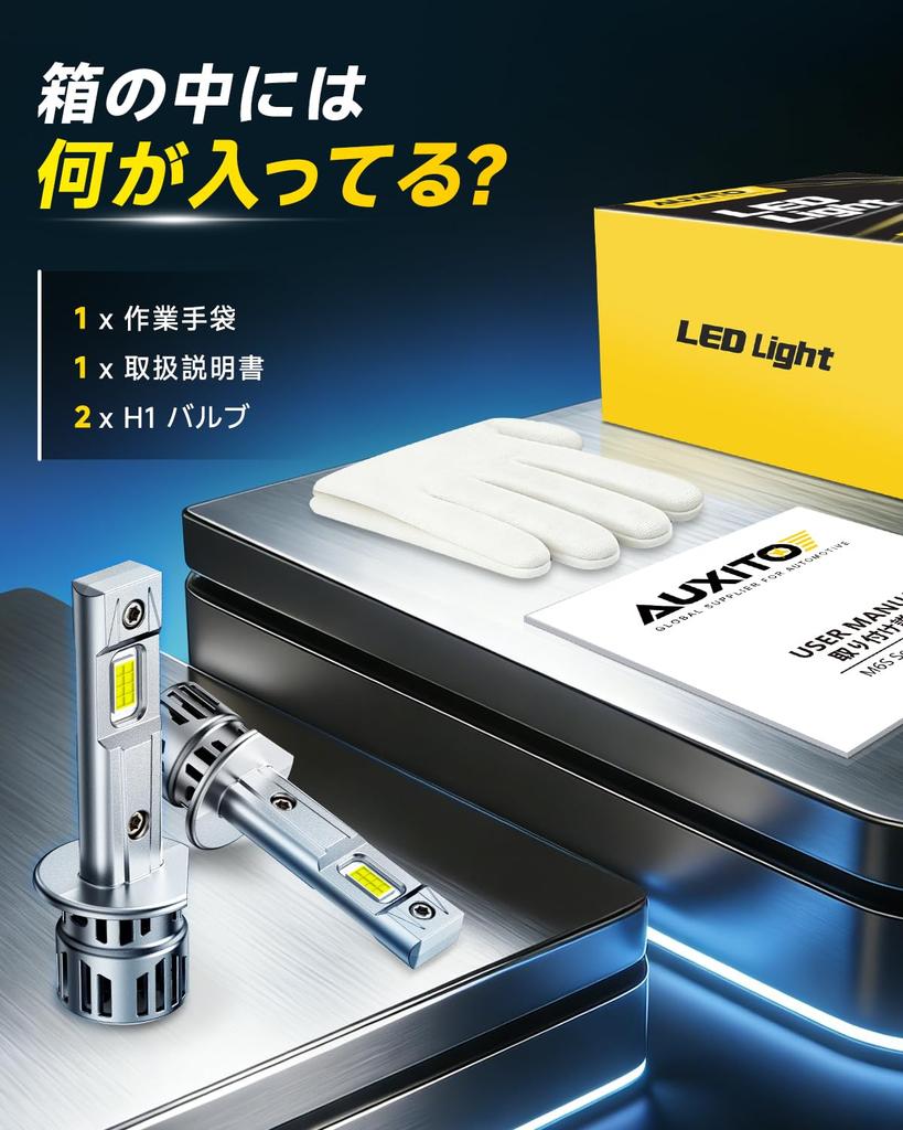 AUXITO H1 LED Headlights, 7x Brighter, 6500K White, Vehicle Inspection Compliant, Nearly Original Size, 12V Compatible, Long Lifespan, Silent Fan Incl