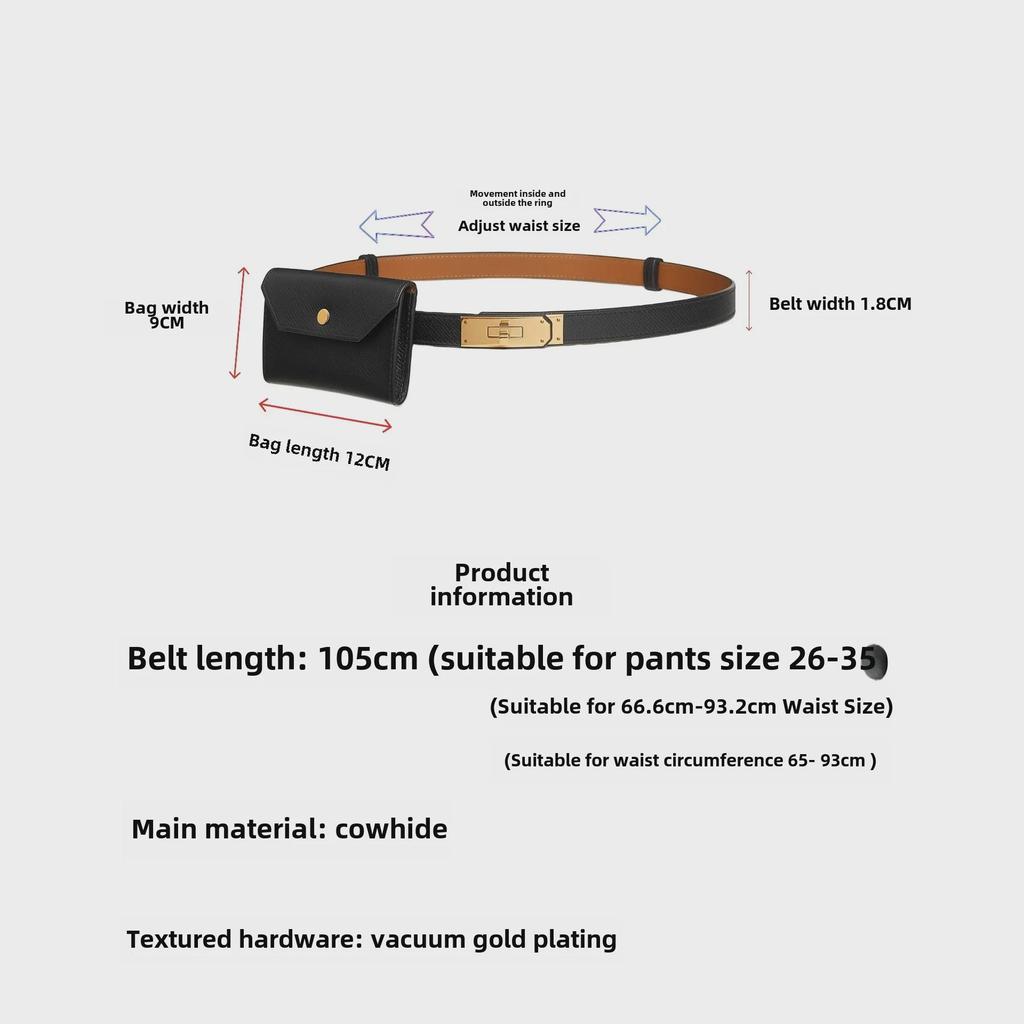 Ladies' High-End Cowhide Leather Belt and Waist Bag: Decorative Accessory for Coats, Dresses, and Trousers.