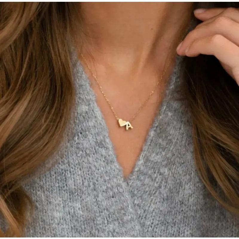 6MM Kalp Zarif Baş Harf Kendin Yap Kolye Altın Rengi Harf Choker Kolye Kadınlar için Kolye Takı Hediye