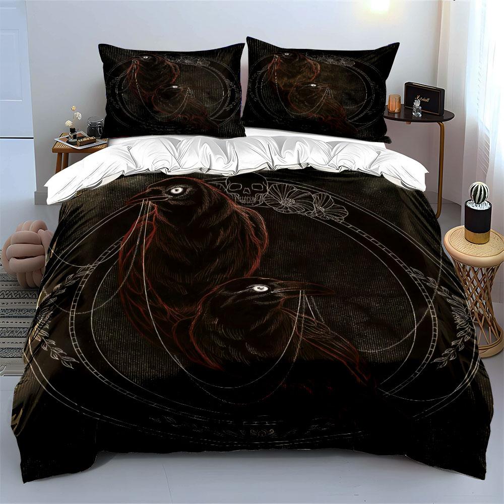 Dark crows with skull. Bedding sets Duvet cover sets Duvet covers Pillowcases(1 * Duvet Cover 2 * Pillowcases without duvet insert)