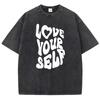Love Yourself Text Pattern Design T-Shirt Boy Cotton Lovely T Shirt Fashion Normcore Tee Shirt Normcore Shoulder Drop Tops