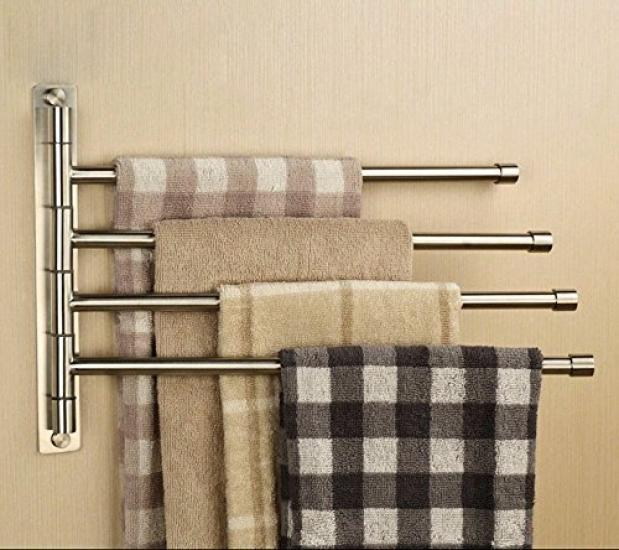 Sumnacon Towel Towel Swing Bathroom Towel Stainless Wall Matte Stainless Steel Hanger, Rack, Arm, Bar, Steel, Mounted, Space-Saving, (L, Silver)