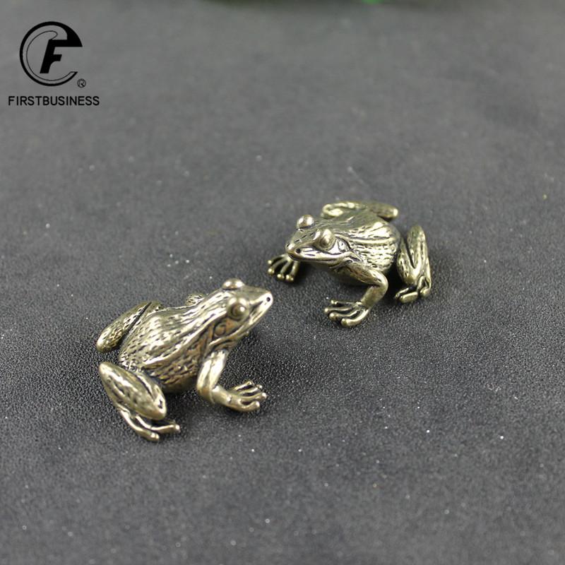 Brass Golden Toad Lucky Tea Pet Vintage Simulation Animal Figurines Miniatures Home Office Desk Ornament Car Decoration Crafts
