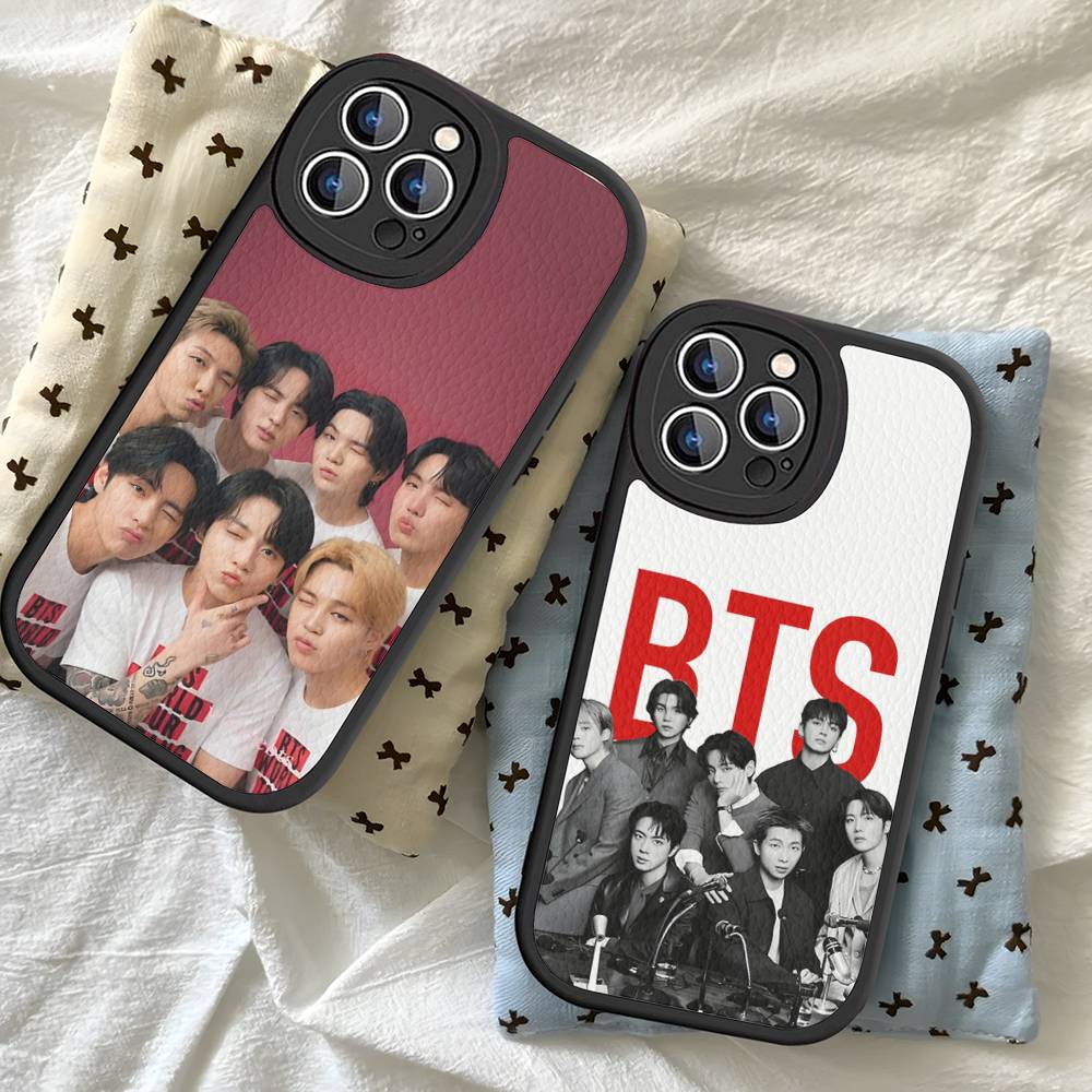 Custodia per Telefono in Pelle Kpop BTS Bangtan Boys Per IPhone 16 15 14 13 12 11 Pro Max Plus Cover