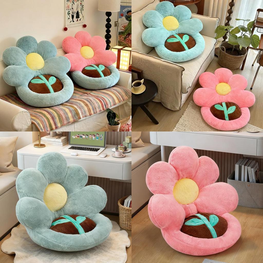 Flower Petal Seat Cushion Plush Car Pillow With Pp Cotton For Home And Office Use