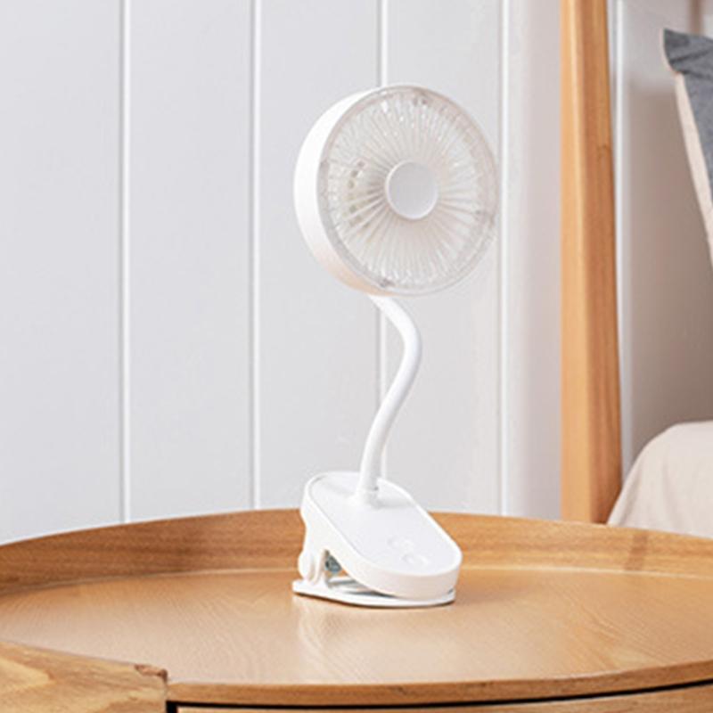 Mini Clip Fan Quiet Portable Night Light Fan USB Rechargeable Fan