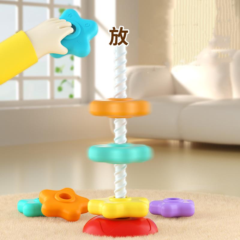 Rainbow Nesting Stacking Toy - Musical Turret Rings for Babies 1-3 Years, Montessori Early Learning Puzzle & Sensory Infant Toy