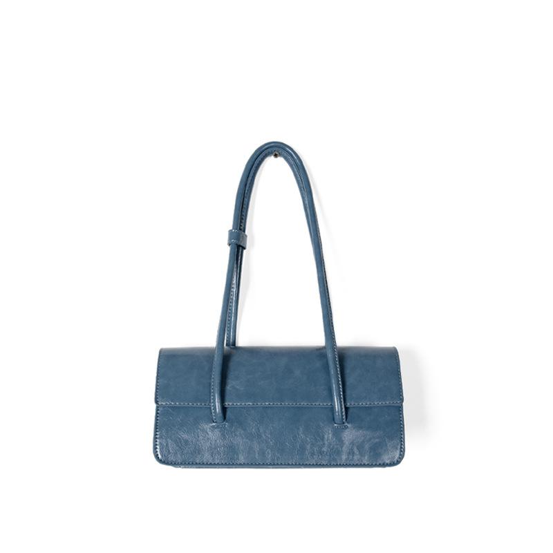 New Female Handbag with Niche Design, Oil Wax Leather Shoulder and Armpit Bag, High-end Texture, Fashionable Handheld Tote Bag