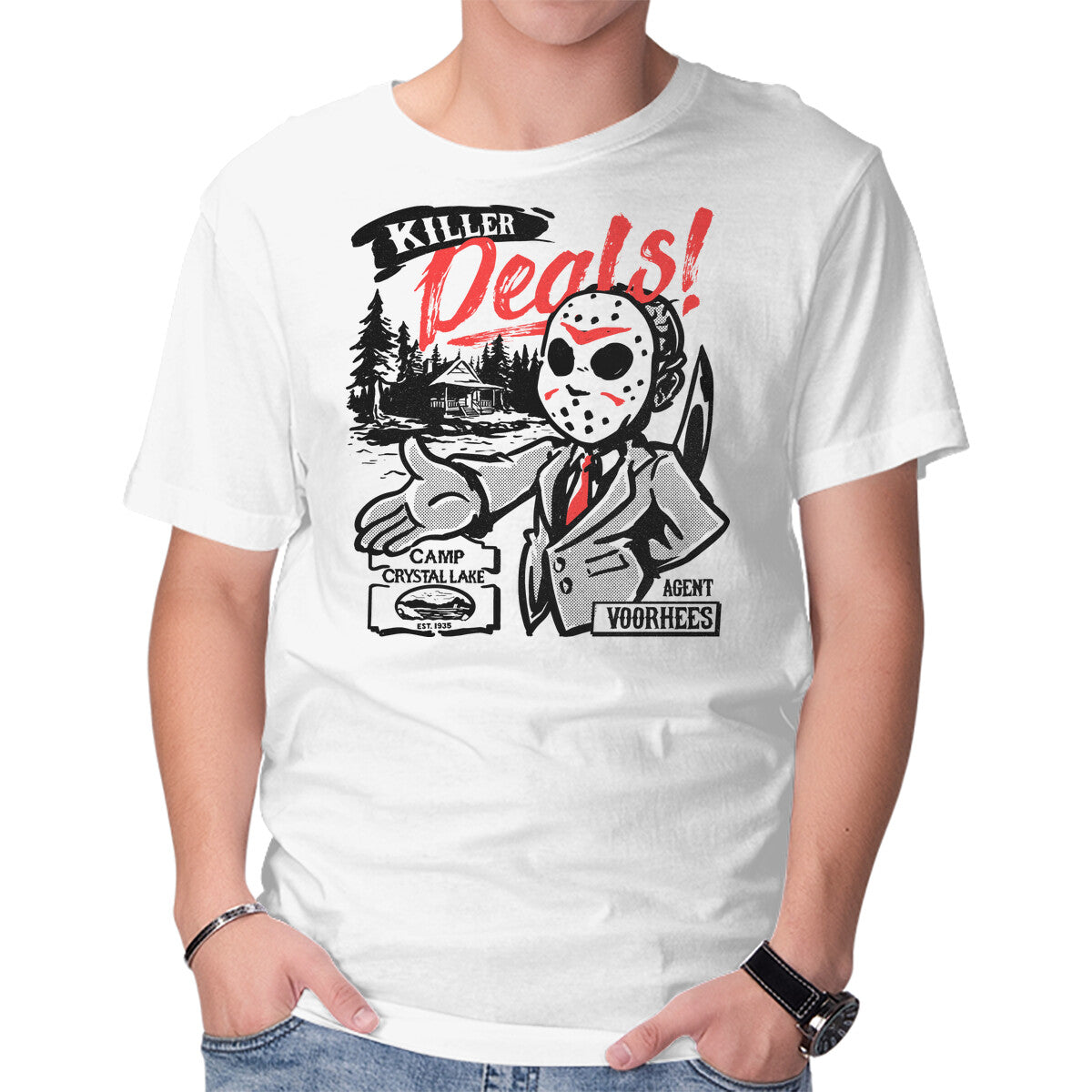 Unisex Crew Neck T-Shirt Camp Crystal Lake Realty Graphic Short Sleeve Casual Tee XS