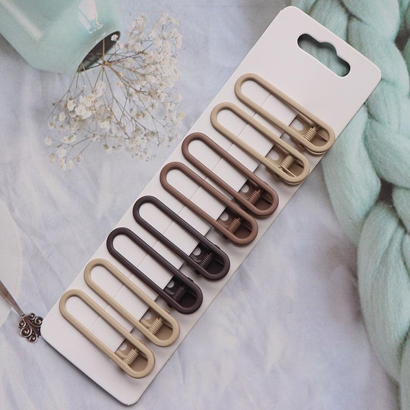 8Pcs/Set Women Girs Vintage Frosted Geometry Hairpins Adult Lovely Alloy Ornamentr Hair Clips Female Fashion Hair Accessories