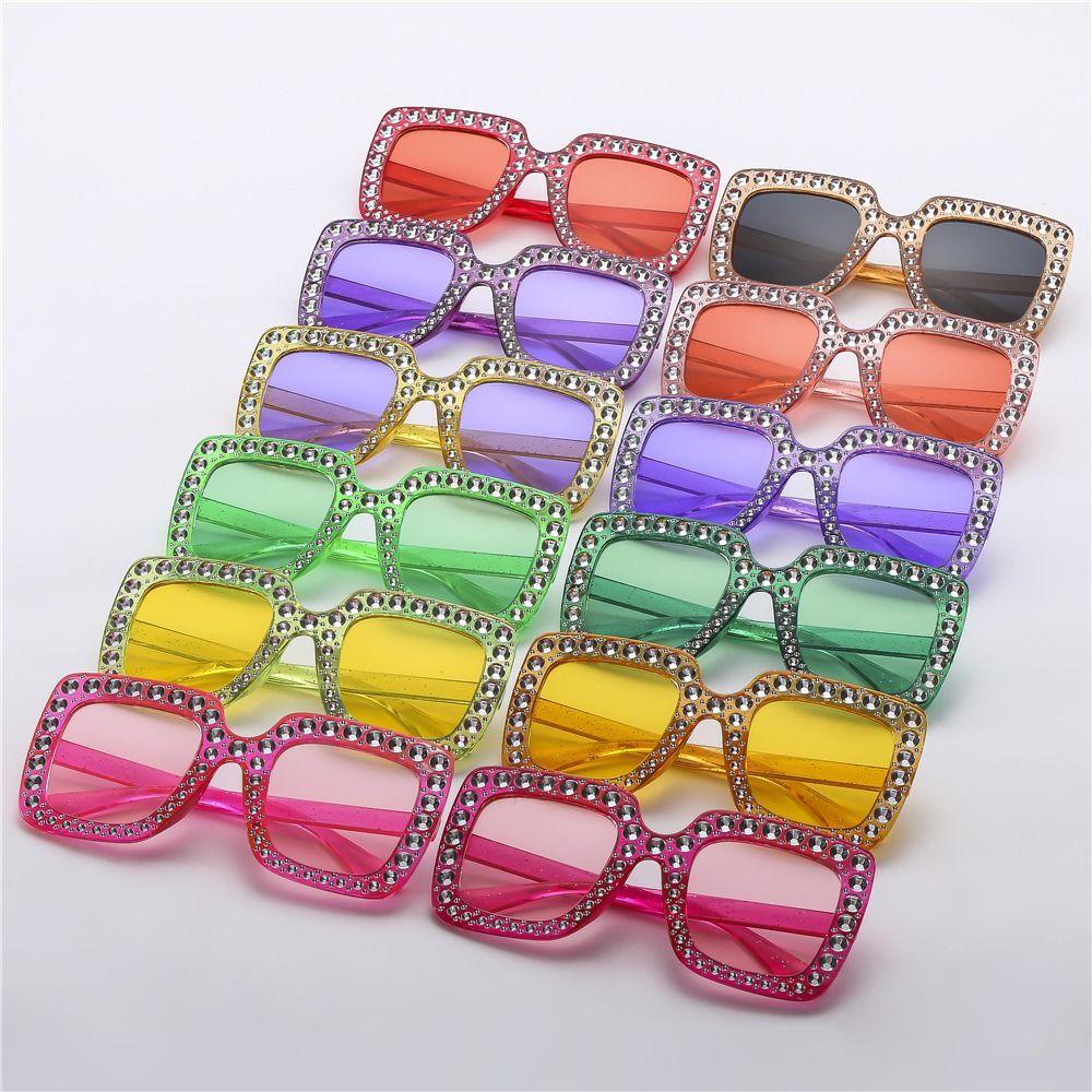 Crystal Oversized Sunglasses for Women Rhinestone Square Diamond Sun Glasses Retro Big Frame Sparkling Eyewear  New