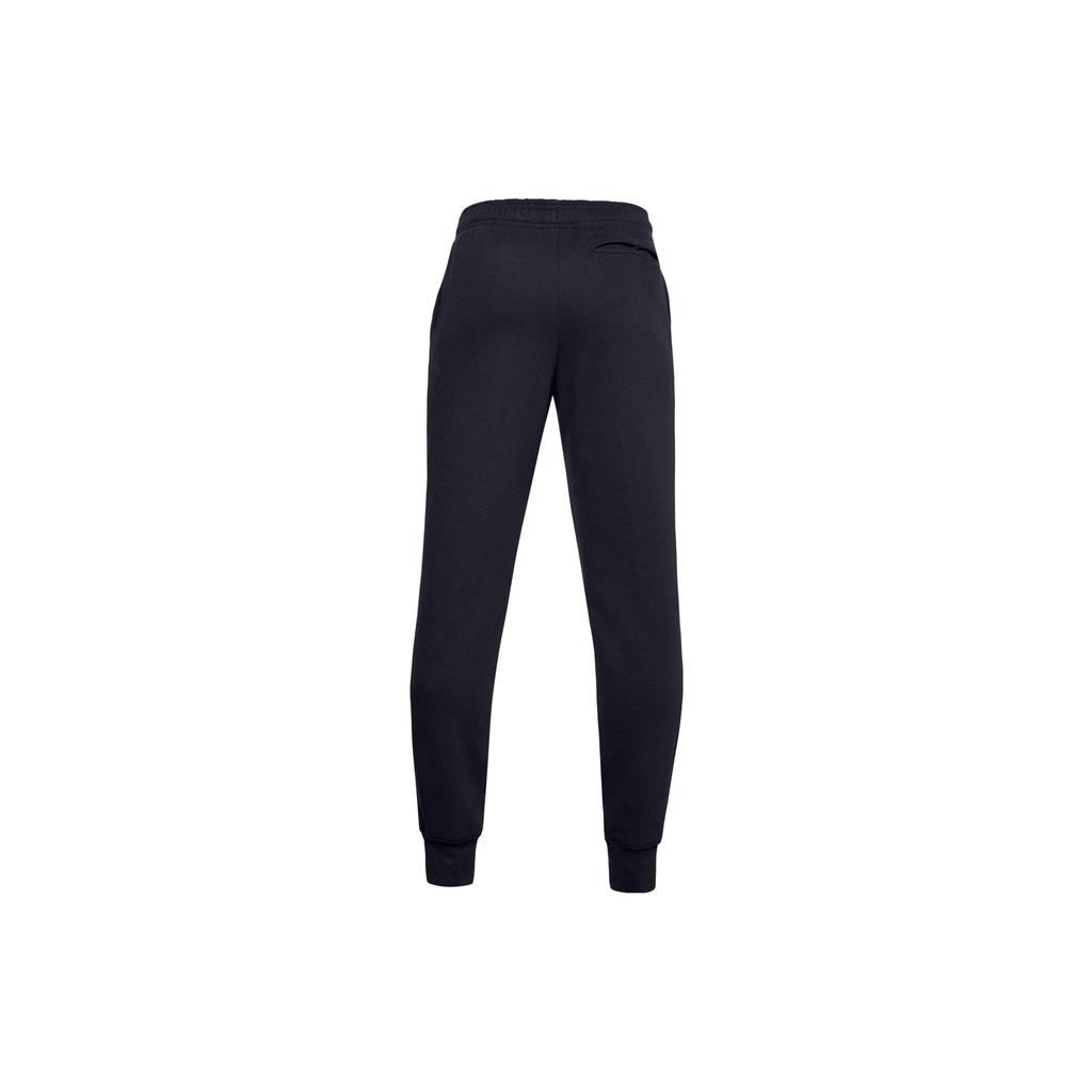 Under Armour Kids  Knit Sports Pants Solid Color Logo Print Drawstring Cuff Kids bottoms Black 1357628-001