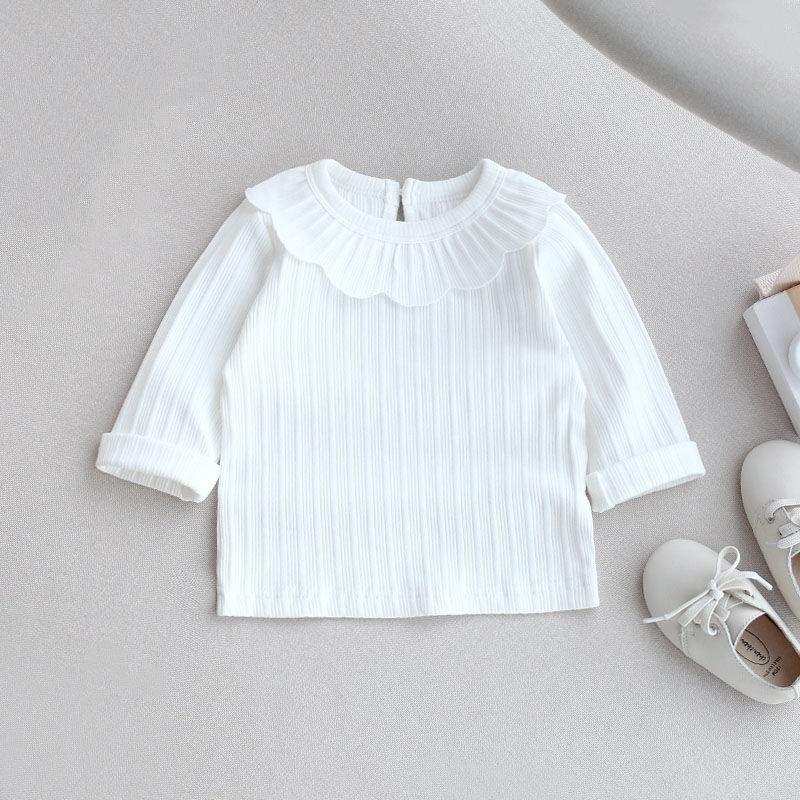 

Весна Осень Малыш Малыш Детская Одежда Девочки Футболка Топы Детские Футболки Рубашки для Девочек Длинный Рукав Блузка для Девочек Детские Футболки 120 белый