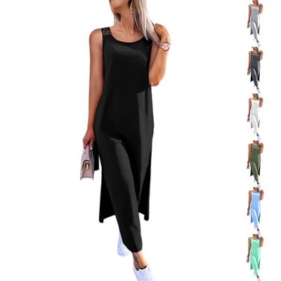Damen Sommer Locker Lässig Modisch Einfarbig Rücken Spitze Ärmelloses Kleid