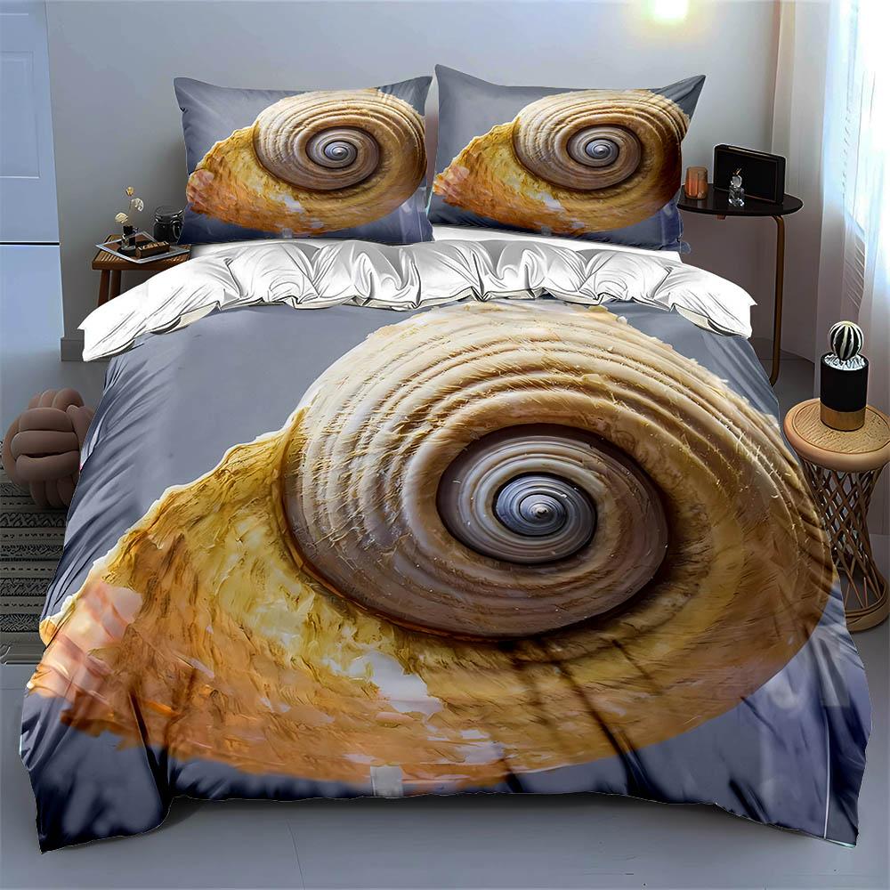 Golden Spiral Shell Bedding Duvet Cover Sets Duvet Covers Pillowcases Gifts (1 * Duvet Cover 2 * Pillowcases, Without Duvet Insert)