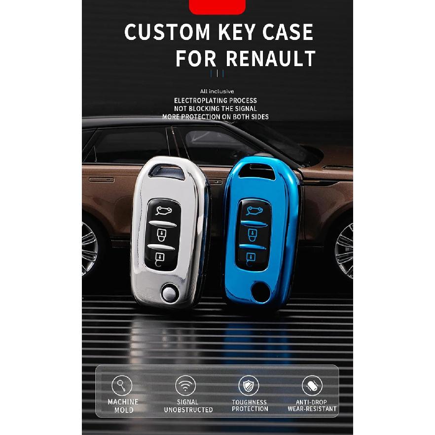 Copri Telecomando HIBEYO per Renault Kadjar Captur Megane Sandero Stepway Logan Clio 5 Accessori Copri Guscio Chiave Intelligente per Renault Kadjar Pieghevole 3