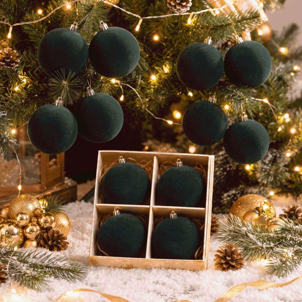Palline di Natale Giganti Rotonde Infrangibili Grandi Ornamenti di Velluto Hall dell'Hotel