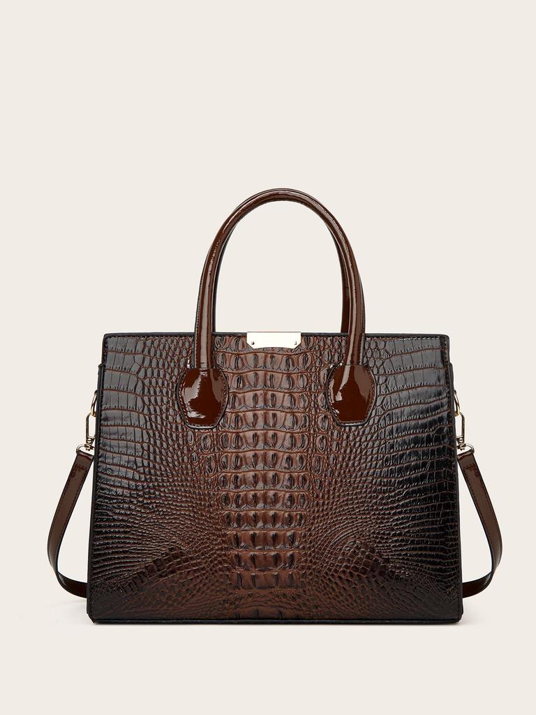 2025 Stor Kapacitet Krokodilmönster Axel- & Crossbody Tote Bag: Europeisk-amerikansk tredelad uppsättning