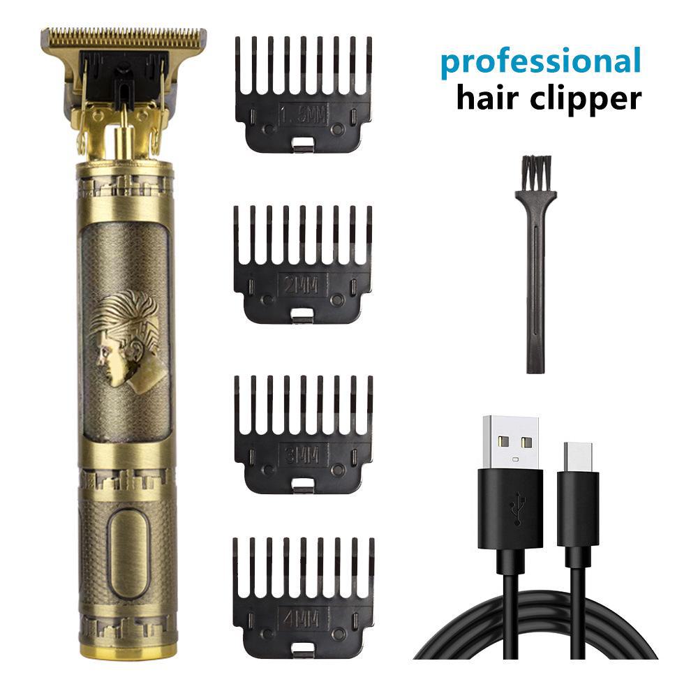 Rechargeable Metal Hair Clipper: Oil Head, Carving, Bald, and Cross-Border Electric Razor.