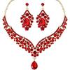 Beaded Necklace and Earring Set with Rhinestone Chains, Clear Stones, Fashion Jewelry Accessories for Women