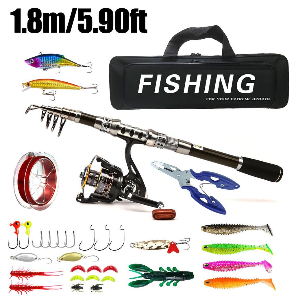 Telescopic Sea & Freshwater Spinning Rod and Reel Set for Cross-Border Travel Fishing