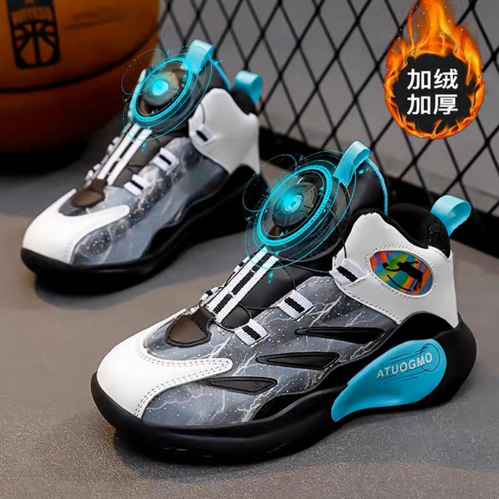 Winter new children's cotton shoes velvet shoes leather sports shoes basketball shoes running shoes comfortable and versatile