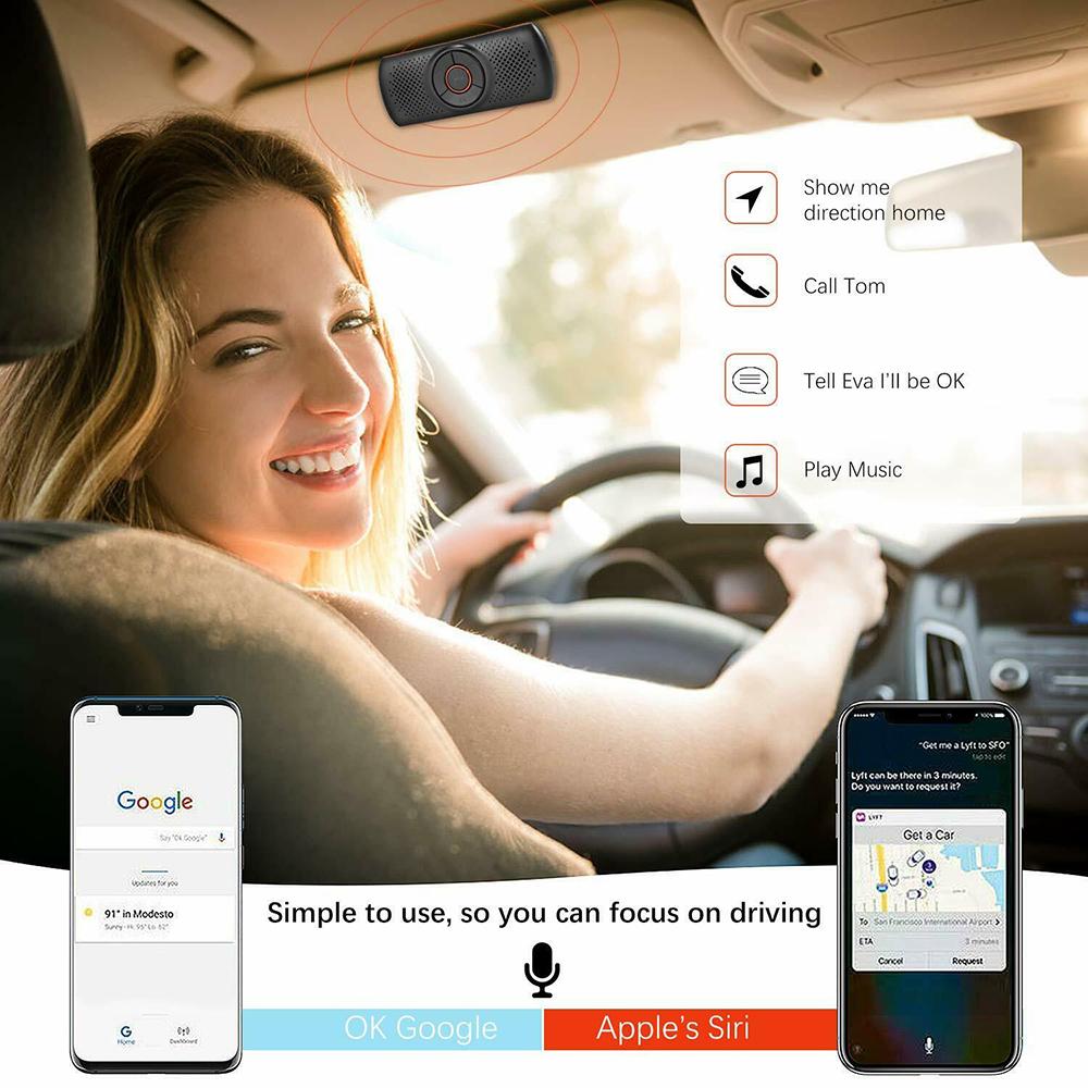 Car Kit Handsfree Speakerphone Multipoint Sun Visor Speaker for Phone Smartphones Car Charger Hands Free Bluetooth-compatible