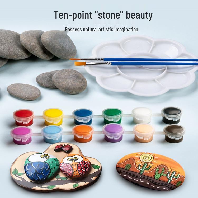 Hand-Painted Pebble Set for Kids - DIY Art & Craft Kit