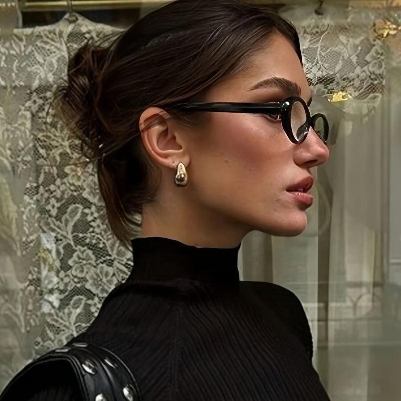 1pc Y2K Retro Oval Glasses - Lightweight Full-Rim Frame Fashion Eyewear Vintage-Inspired for Women’s Everyday Casual Eyewear
