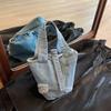 Large Capacity Tote Bag Phone Pockets Canvas Lunch Bag Personalize Denim Bucket Bag  Outdoor