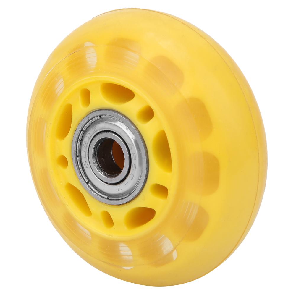 Casters Wheel Yellow Transparent PU with 608ZZ Bearing Luggage Cart Skates Accessories 64x24x8mm