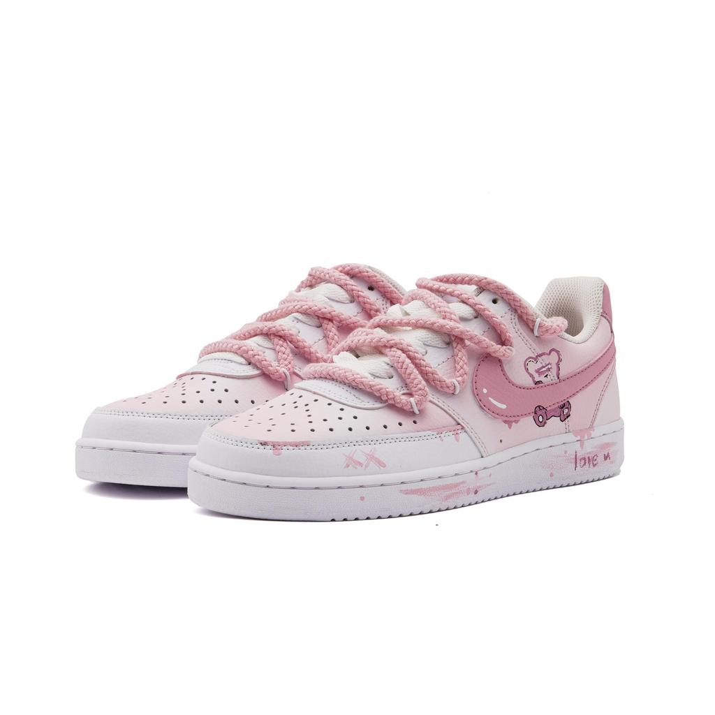 Nike Court Vision Abrasion Resistant Low top Skateboard Shoes Unisex Pink White DH2987-002(Team1393-)