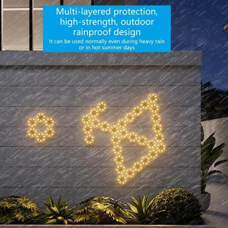 6Pcs Solar Outdoor Wall Lights Spliceable Waterproof Hexagonal Lights for Garden Decoration Atmospheres Lighting