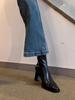 2025 Herbst/Winter Damen Französische Retro High Heel Stiefeletten - Blockabsatz, Eckige Zehenpartie, Stretch-Passform