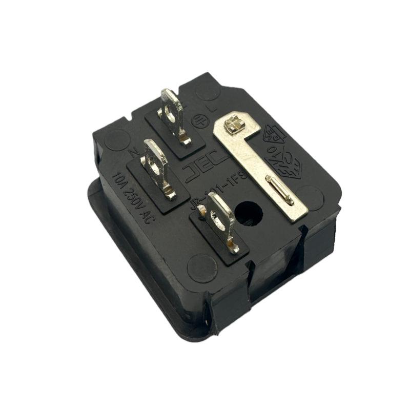 JEC C-Type Power Socket with Fuse, Snap-In AC Male Connector JR-101-1FS, 3-Core AC Socket 250V 10A.